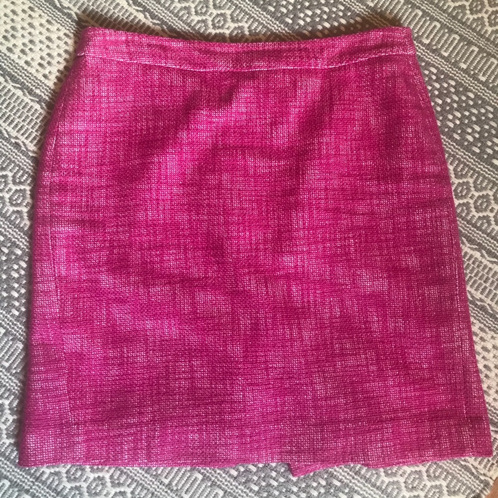 Banana Republic hot pink and white tweed skirt